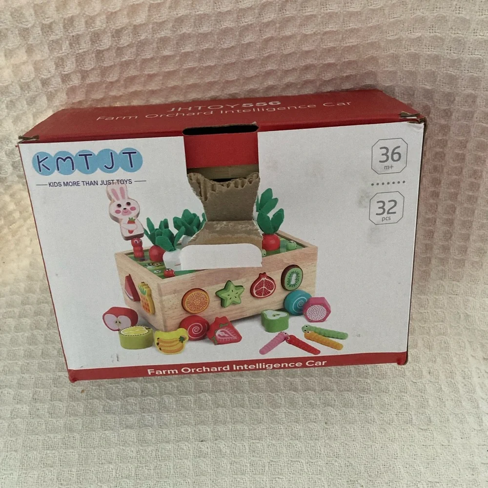 KMTJT Wooden Farm Orchard Shape Sorter Development Learning Toy EUC